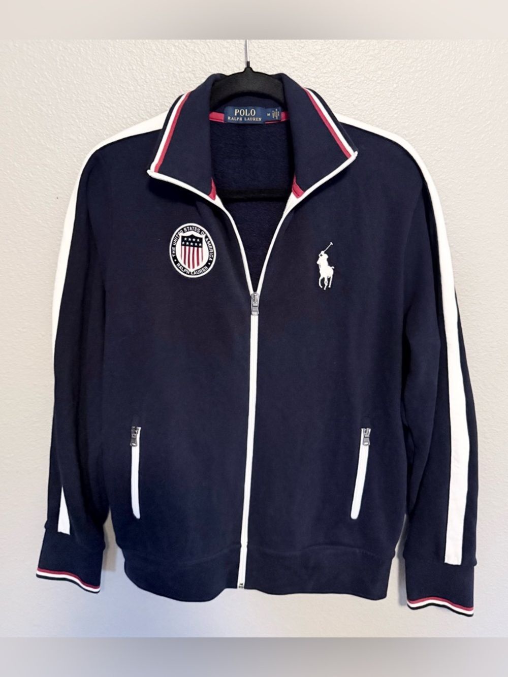 Polo Ralph Lauren Team USA Olympic Track Jacket - Navy Blue - Size Medium
